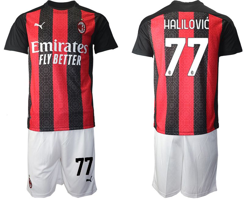 Men 2020-2021 club AC milan home #77 red Soccer Jerseys->soccer dust mask->Sports Accessory
